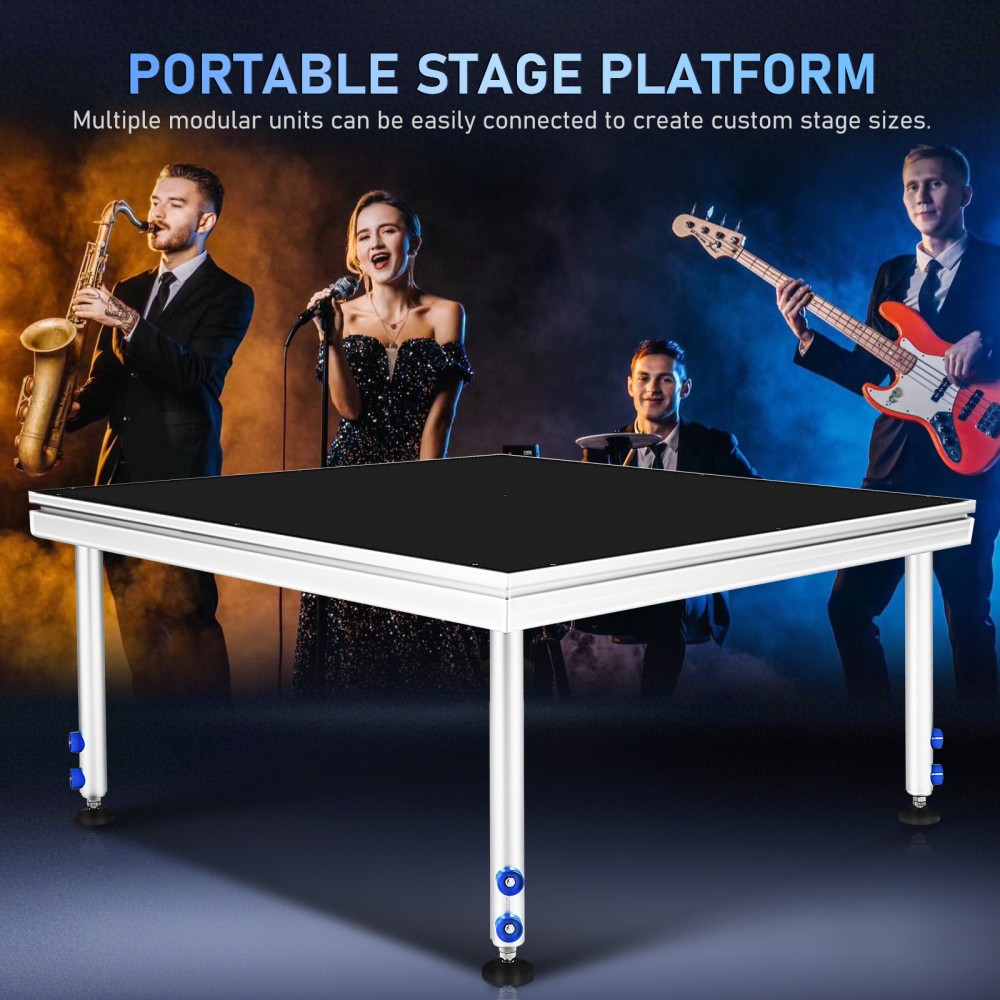 4 *4 ft Portable Stage Platform Modular System Adjustable Height Riser 24" - 40"