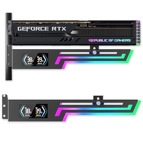 Adjustable GPU Support Bracket with Temp Display & RGB Lighting - Universal Grap