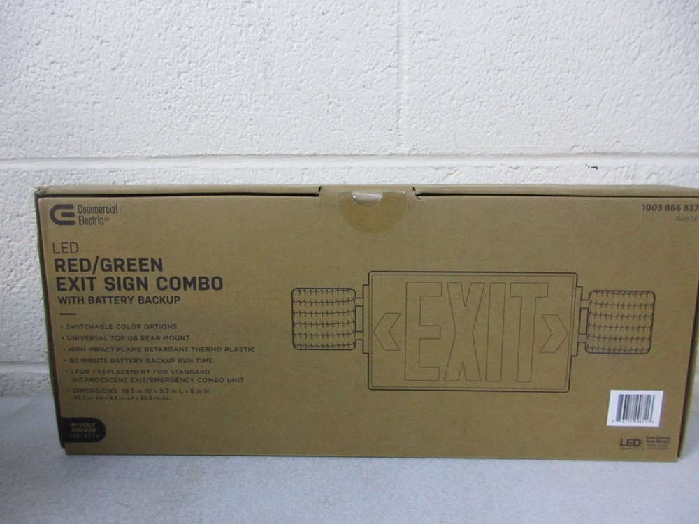 CE Combo 14-Watt Equivalent Integrated LED White Exit Sign and Emergency Light