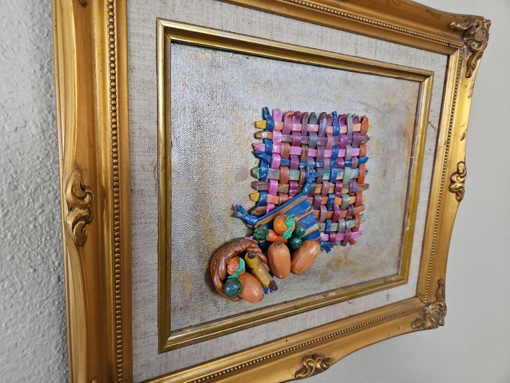Still Life Framed Art Polymer Clay Gesso Frame