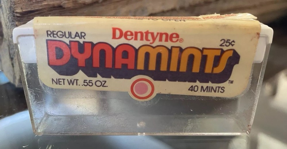 Vintage Dentyne Dynamints Plastic Mint Candy Container 1970s or 80s