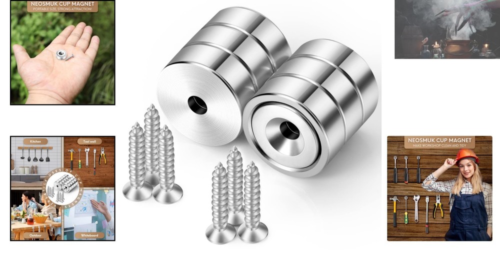 Neodymium Round Disc Magnets - 22lbs Pull, 6 Pack for Versatile Mounting