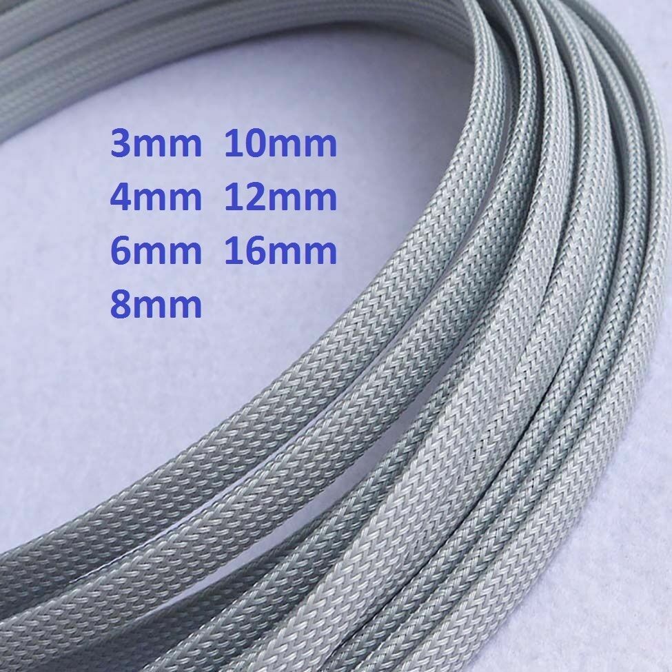 Silver gray 3mm-16mm Flame Retardant Expandable Braided Cable Sleeving/Sheathing