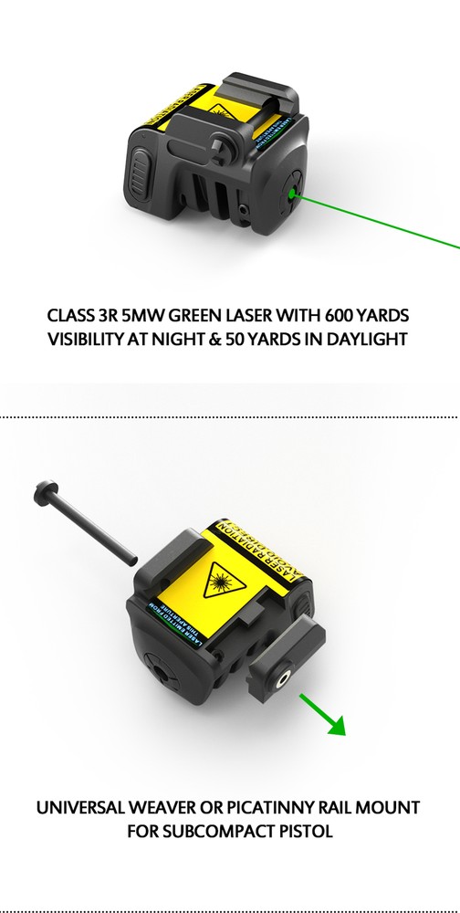 Green Rechargeable Laser Sight for Ruger Security 380, Security .380