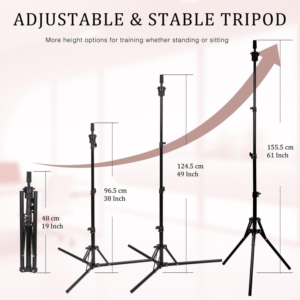 22'' Canvas Wig Head with 61'' Adjustable Tripod Stand, Mannequin Head Set fo...