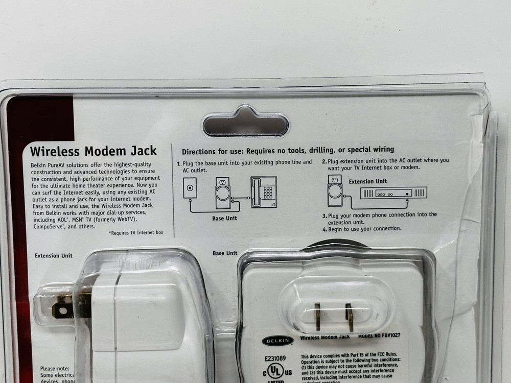 Belkin Wireless Modem Jack Model F8V1027 - New, Damaged Opened Package