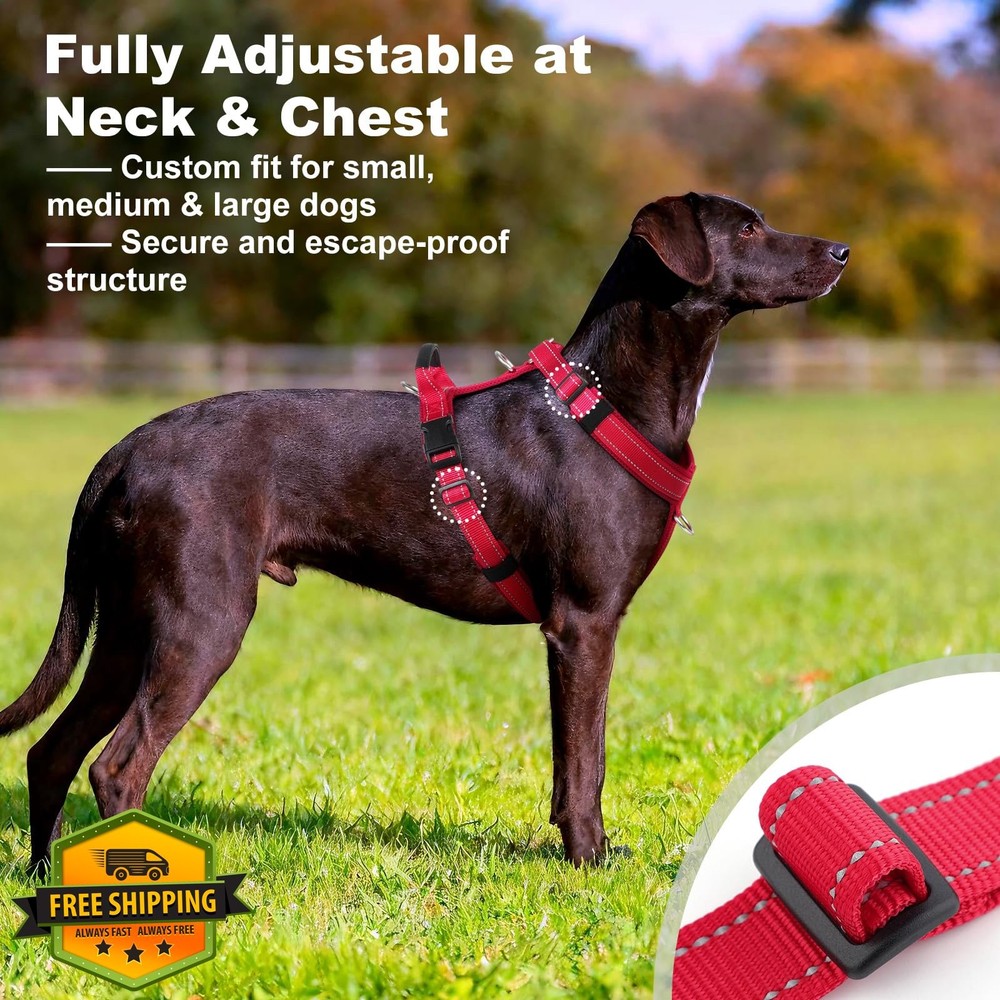 XS Red No Pull Dog Harness Mesh Padded Reflective Handle