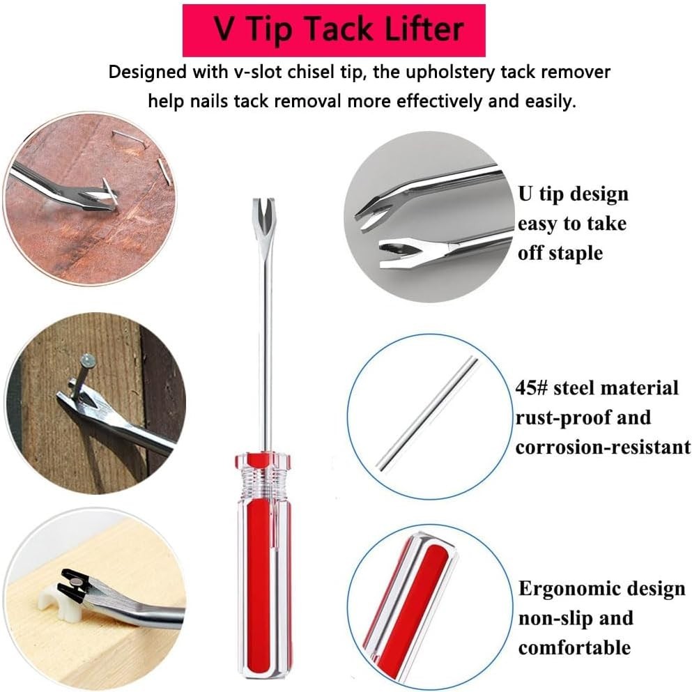 Upholstery Staple Remover Tack Puller Nail Remover Tool Set Nail Puller Plier, S