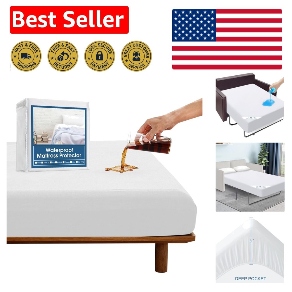 Queen Sofa Bed Mattress Protector Pad - Noiseless & Machine Washable Comfort
