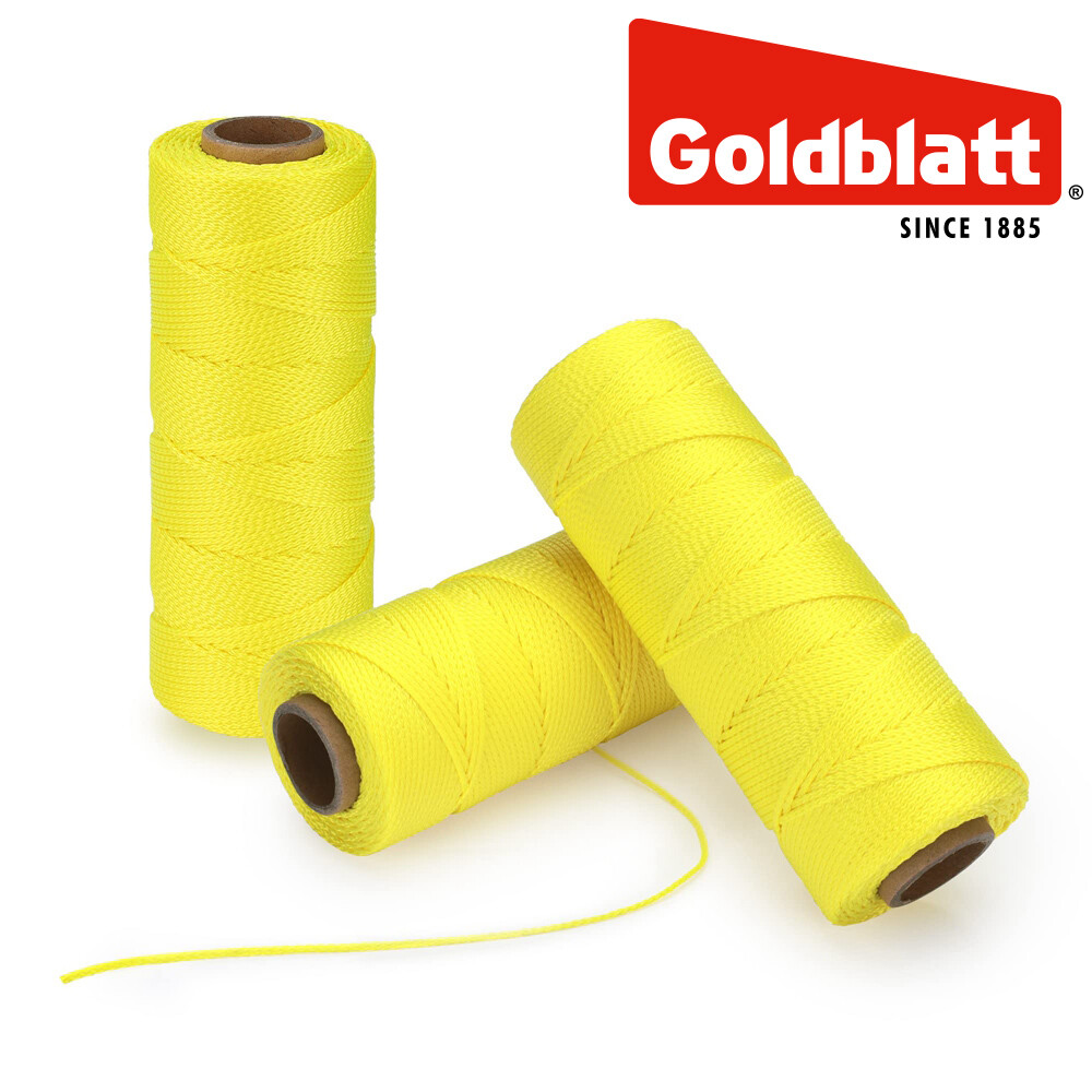 Goldblatt 3Roll Mason Line 500FT#18 Braided Nylon String Line Nylon Twine String