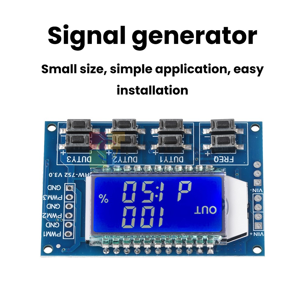 PWM Pulse Wave Frequency Duty Cycle Adjustable Module 3-Channel Signal Generator
