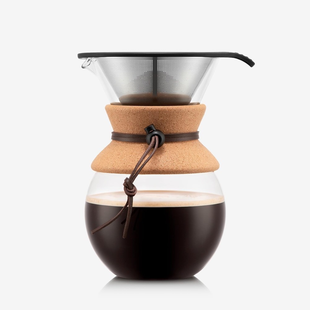 34oz Pour Over Coffee Maker - Elegant Borosilicate Glass & Permanent Filter