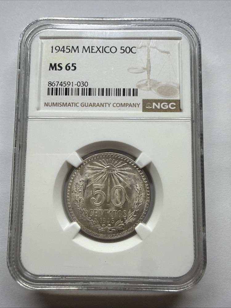 1945 M Mexico 50 Centavos Silver NGC MS 65