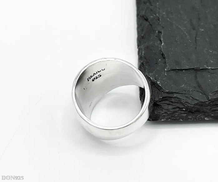 Solid 925 Sterling Silver Hammered Wide Ring Chunky Dome Design for Men & Women