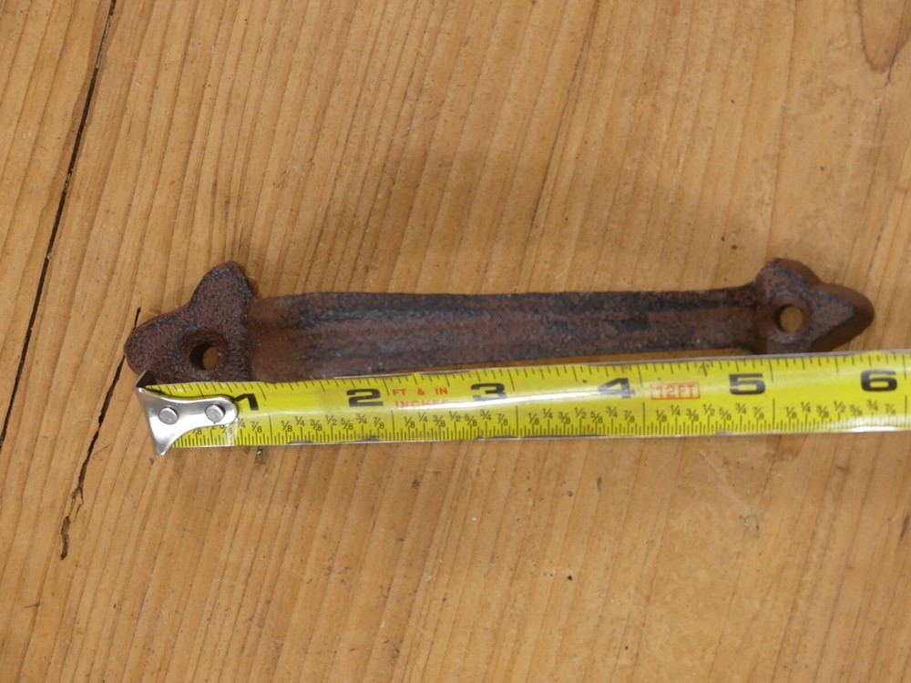 4 CAST IRON HANDLES RUSTIC DRAWER PULLS 6" LONG HANDLE GRASP DOOR GATE FARM