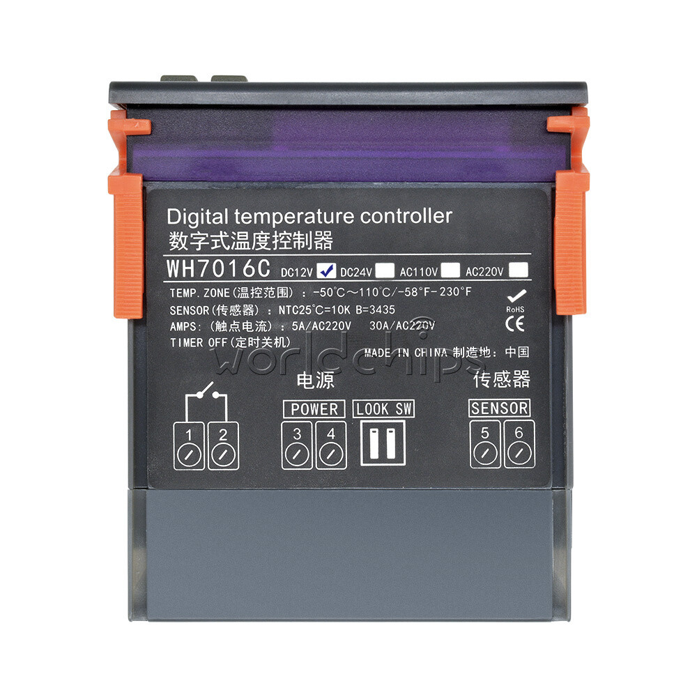 WH7016C 12V Automatic Digital Temperature Controller Thermostat Control Switch