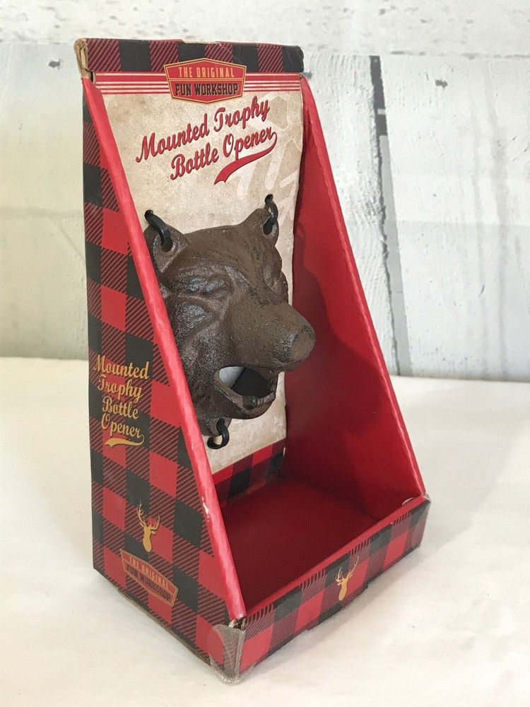 NEW Cast Iron Bear Wall Mounted Trophy BOTTLE OPENER Man Cave Fun Workshop