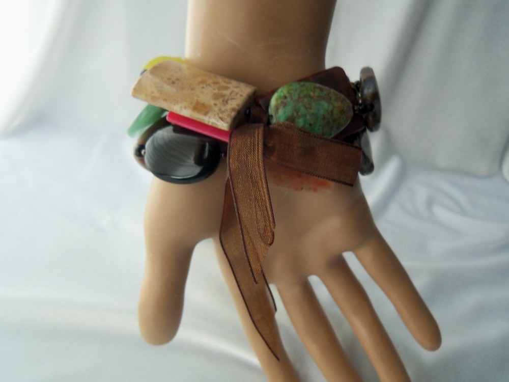 South Sun Mixed Shape & Size Multicolor Gemstone Stretch Bracelet