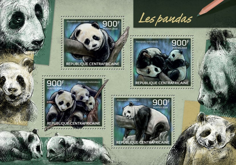 Centrafrique 2014 MNH. PANDAS. Y&T Code: 3154-3157  |  Michel Code: 4720-4723