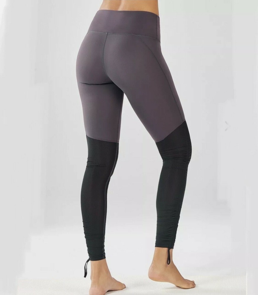 Fabletics Cashel Iron Gray Black Cinched Ruched Leggings Size Small