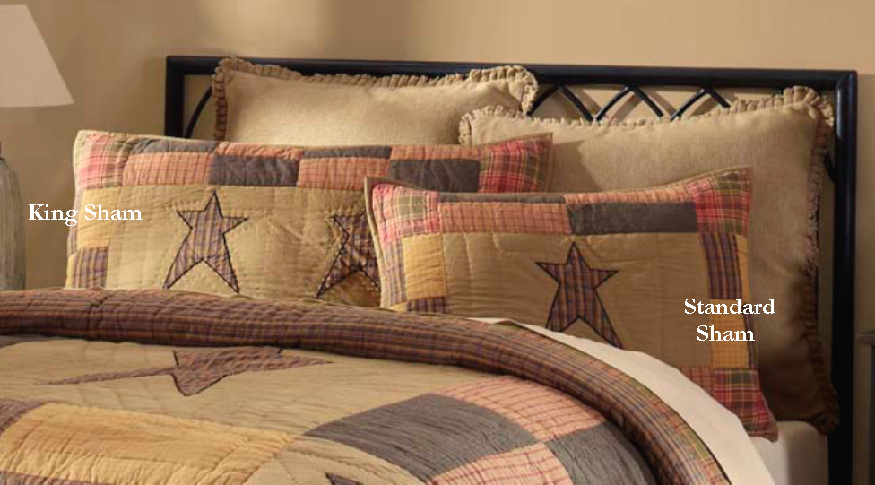 STRATTON STAR STANDARD SHAM : RUSTIC CABIN PRIMITIVE BROWN PILLOW COVER