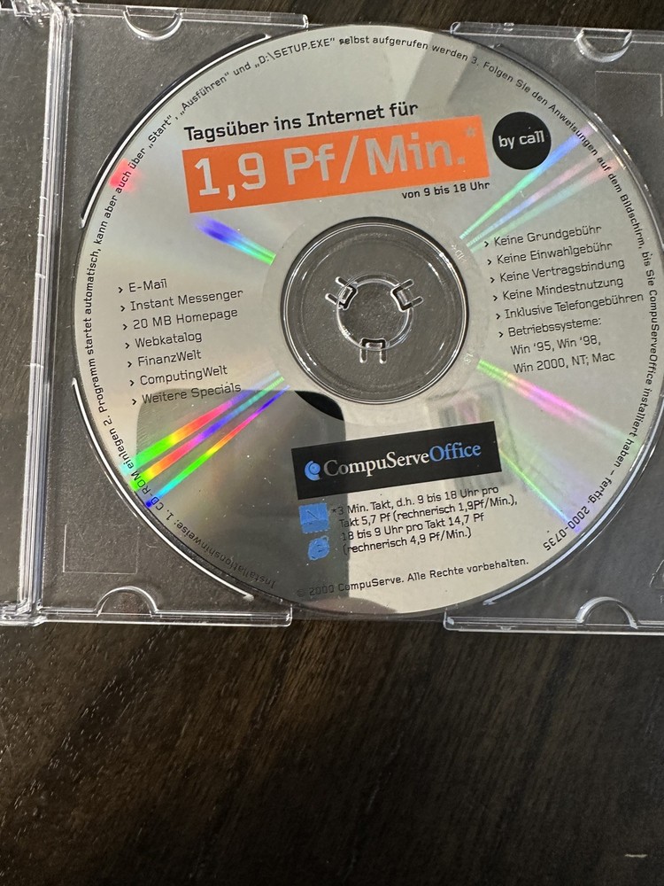 CompuServe 2000 GERMAN LANGUAGE PC Internet Software Vintage