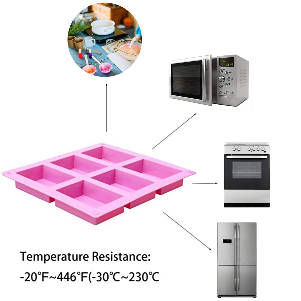 3 Pack Silicone Rectangle Soap Molds with 6 Cavities for Baking Soap Making
