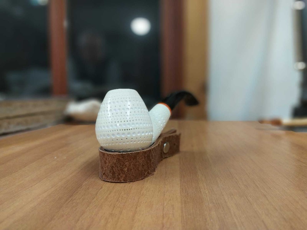 Meerschaum Apple Pipe Push and Pull Acrylic Stem with Fitted Case