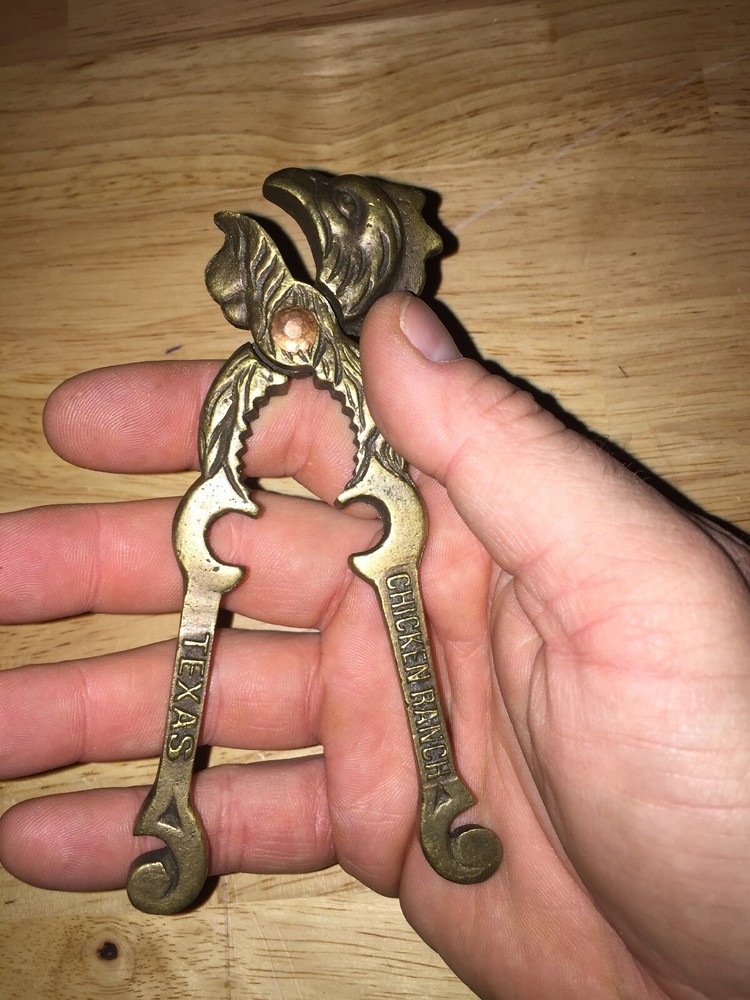 Nutcracker Nut Cracker Christmas Chicken Ranch HOLIDAY Brass METAL Hefty TEXAS
