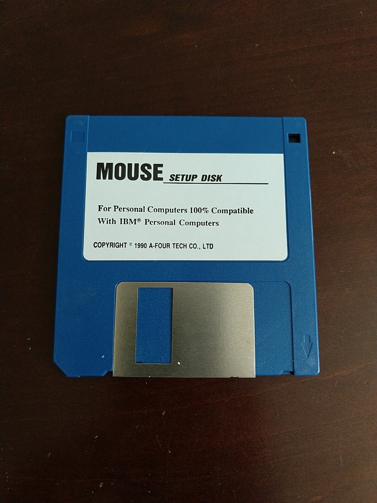Mouse Setup Disk For IBM Personal Computers 1990 A-Four Tech 3.5" Floppy Disk