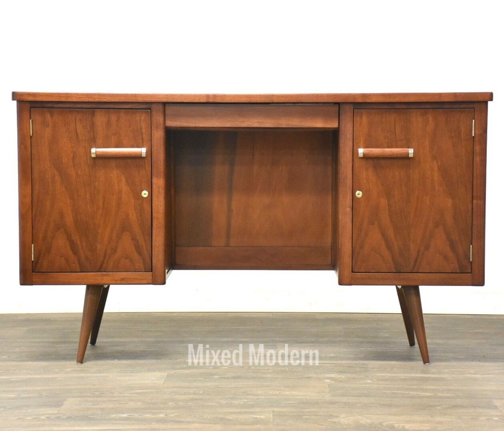 Tall Walnut Mid Century Desk
