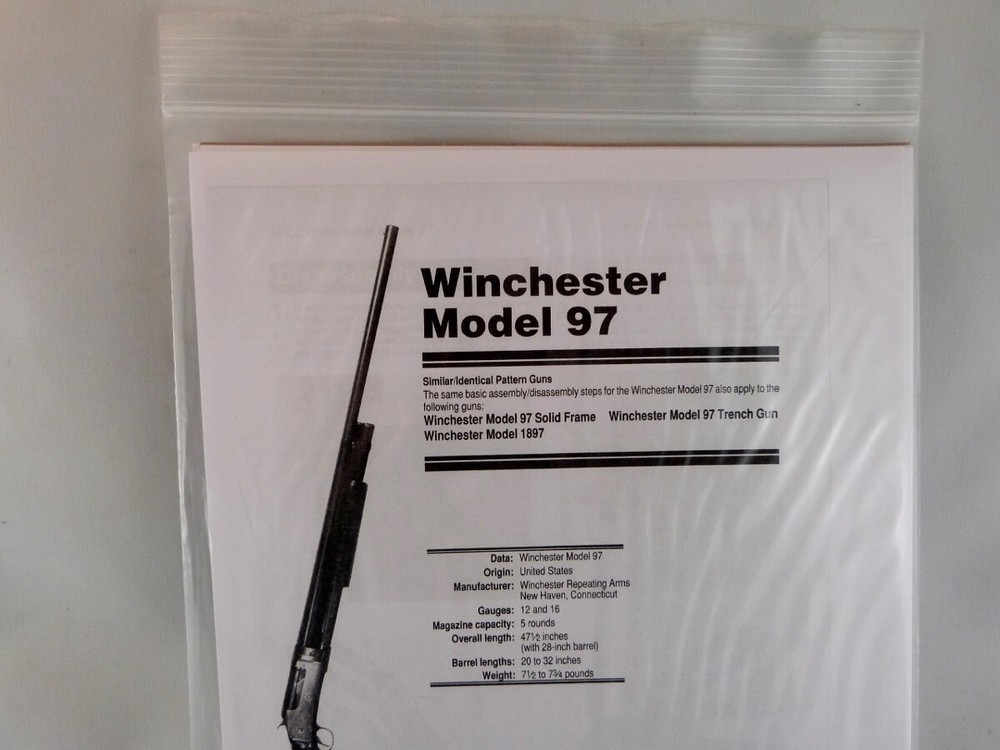 WINCHESTER MODEL 97 SHOTGUN BREAK DOWN INSTRUCTION KIT a