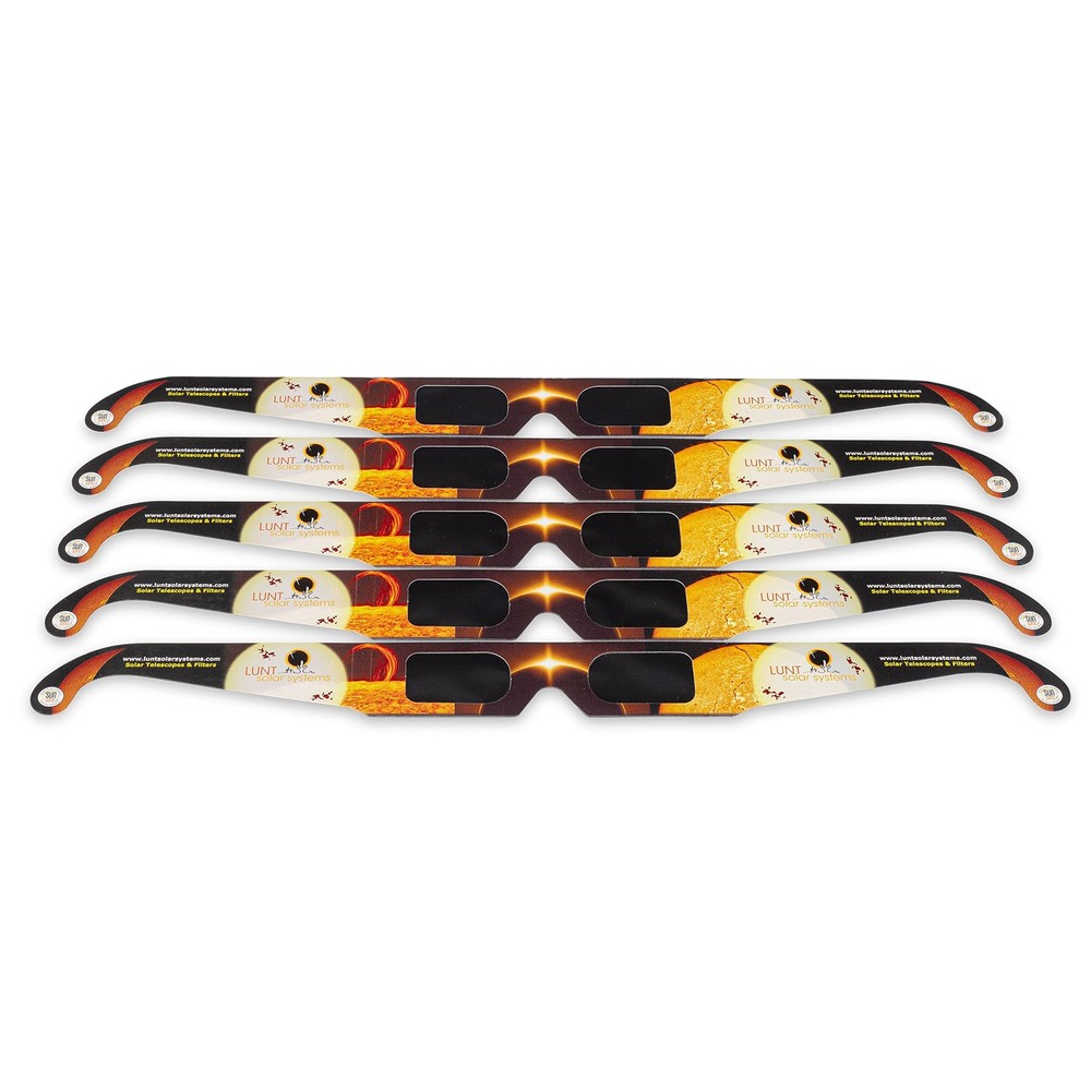 Lunt Solar Systems ISO & CE Certified Eclipse Glasses – 5-Pack, Regular