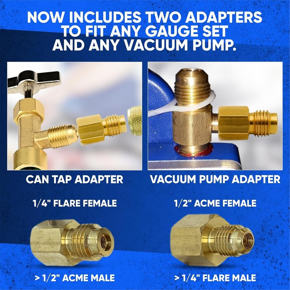 R134A Self-Sealing Adapter Kit with Valve Core Tool – Durable Brass Construction