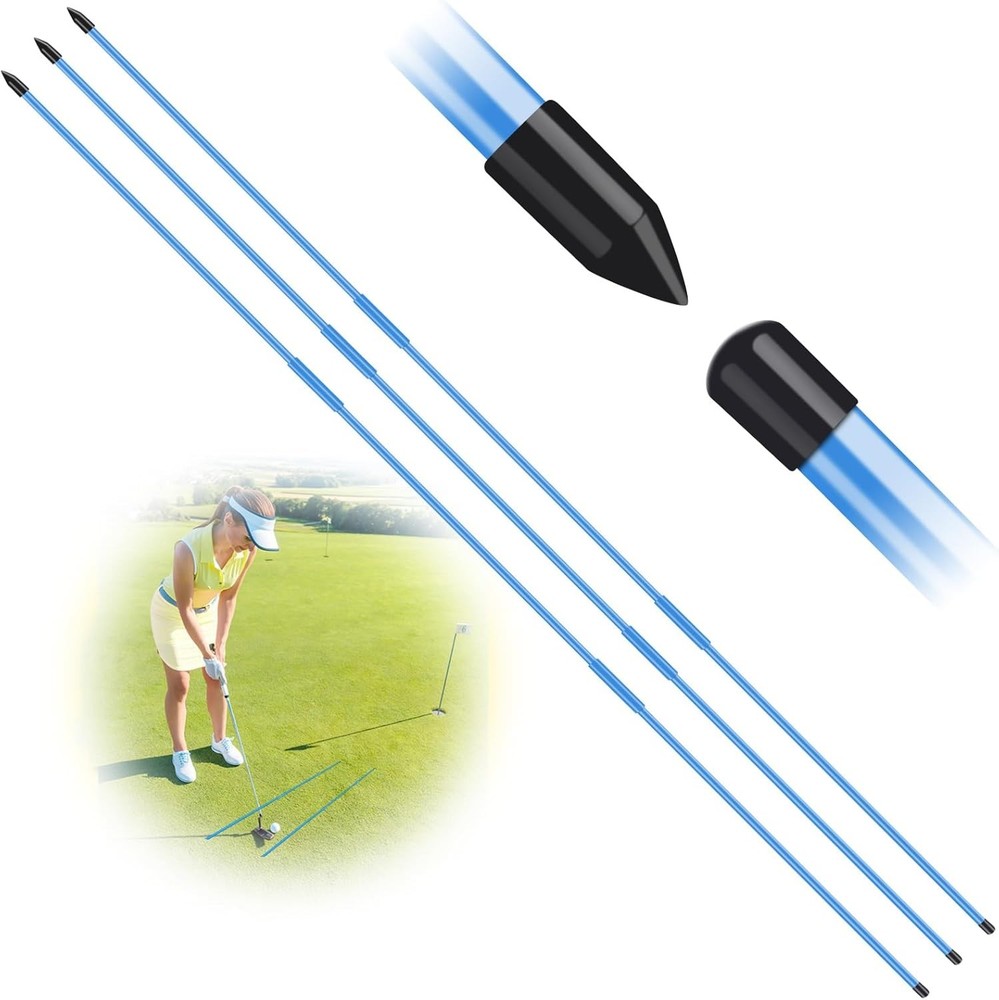 Golf Calibration Rod 3 Pack Foldable Golf Practice Rod,Used For Aiming, Putting