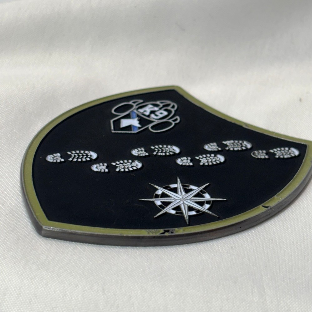 K-9 Unit Shield Shape Challenge Coin Ghost With Sparks