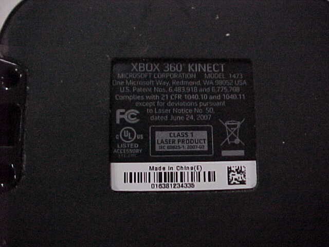 Microsoft Xbox 360 Kinect Motion Sensor Bar Black Model 1473 w/Power Cord