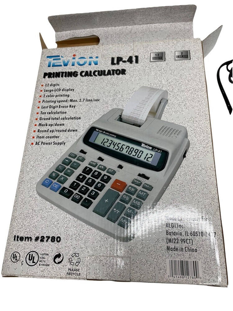 Tevion Printing Calculator LP-41 School AC Powered Desktop