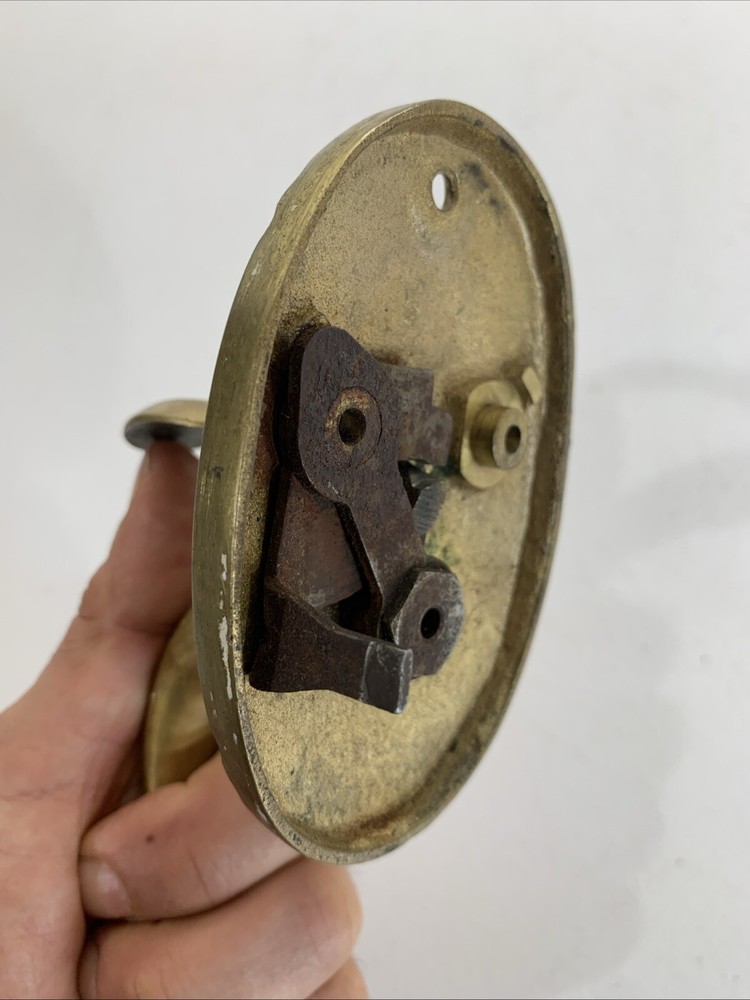 Vintage Large Art Deco Solid Brass Pull Thumb Latch Doorknob Handle 10.5” Long