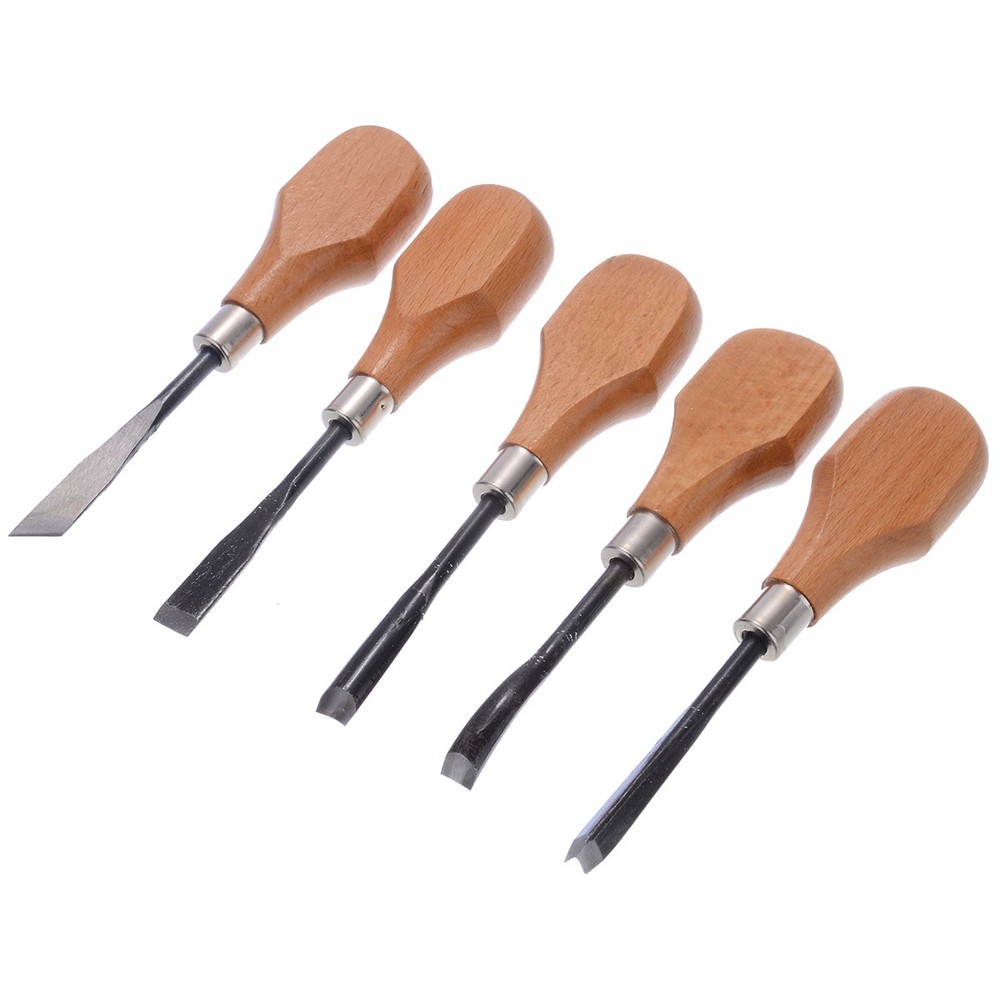 5Pcs Professional Wood Carving Hand Chisels Tools Set Woodworking Gouges Lathe