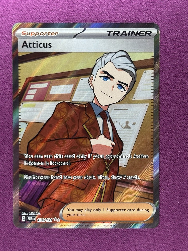 5x Atticus (1) 134/131 :Prismatic Evolutions Holo (1) Reverse Holo (4) regular