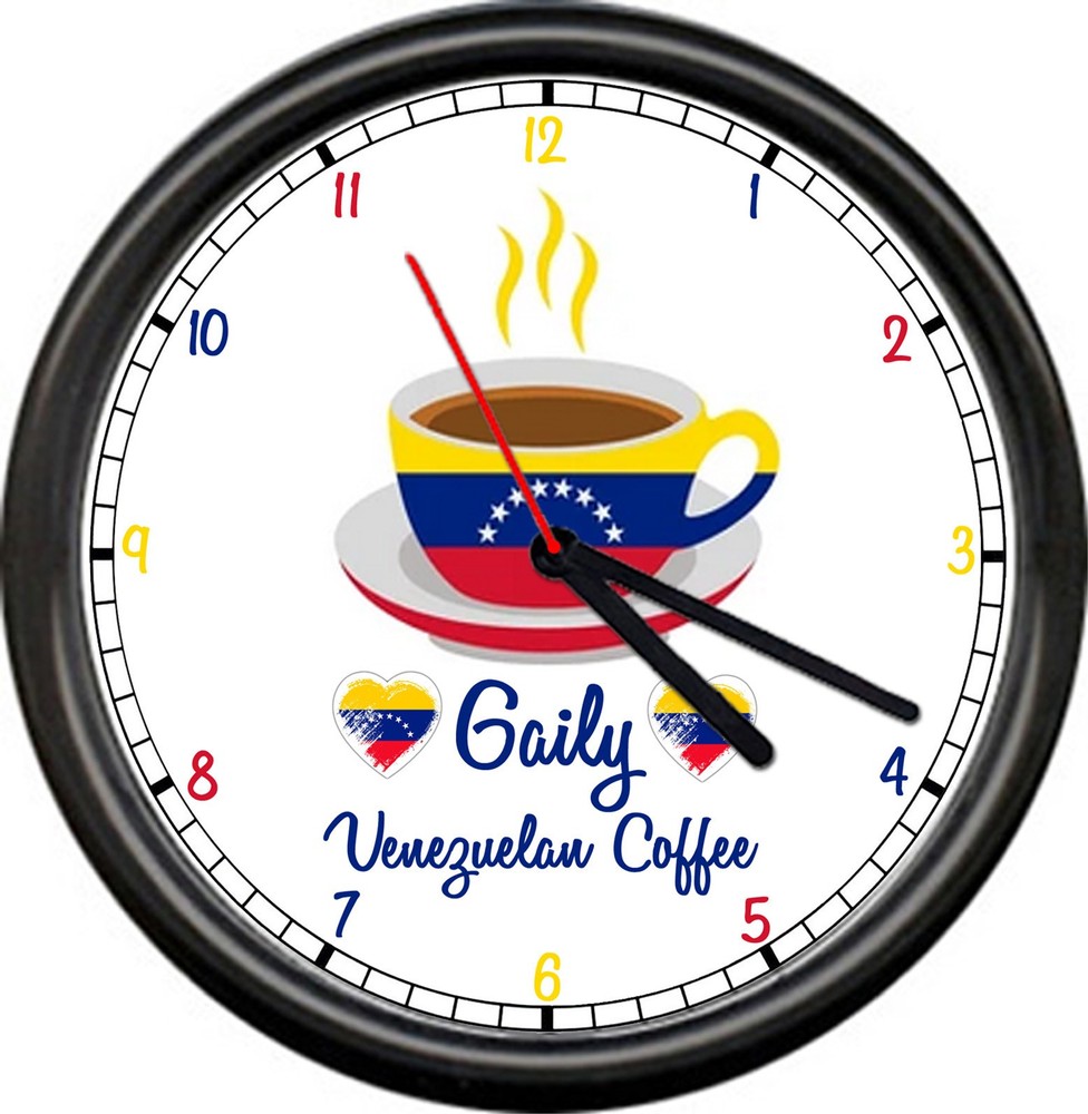 Personalized Name Venezuelan Coffee Shop Kitchen Flag Keepsake Wall Clock