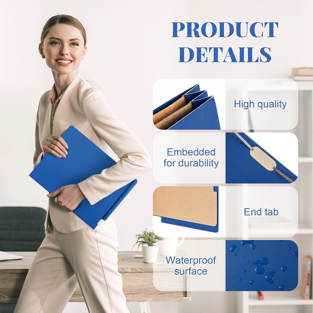 24 Pcs Classification Folders Letter Size, 2 Dividers Pressboard File Folder ...