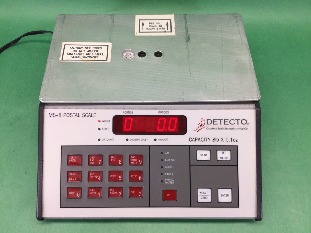 Cardinal Detecto MS-8 Electronic Postal Scale 8 Pound x 0.1 Ounce & Power Supply