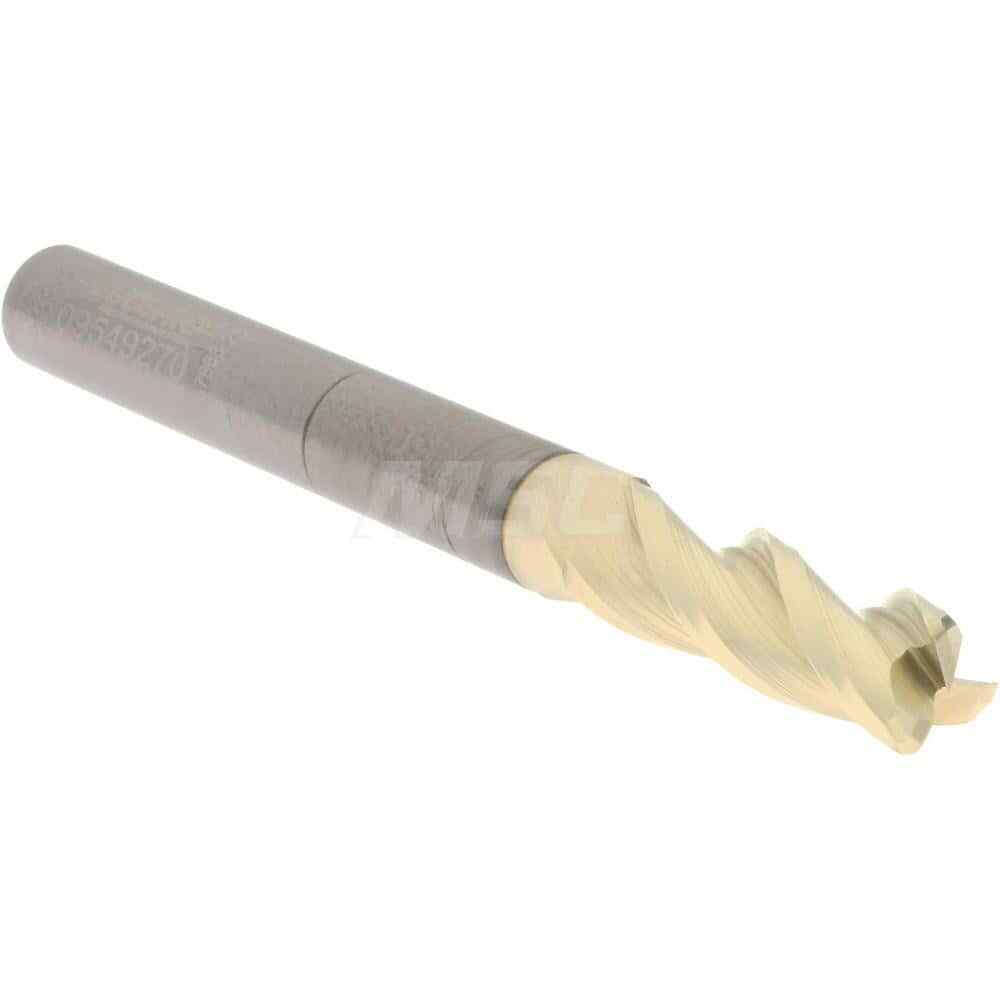 Accupro 1/4" Diam 3 Flute Single End Solid Carbide 0.03" Corner Radius End Mi...