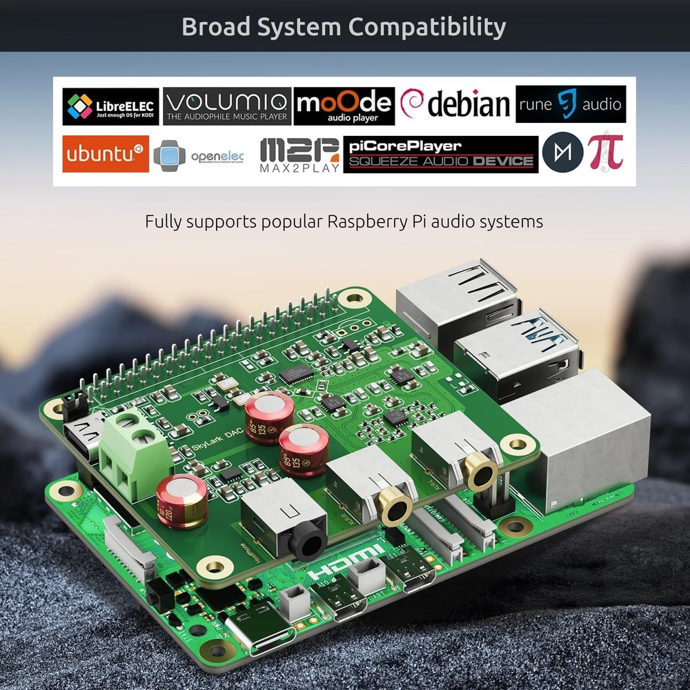 HiFi DAC Pro Hat with ES9038Q2M Chip for Raspberry Pi 5/4/3B+/3B/Zero - High-...