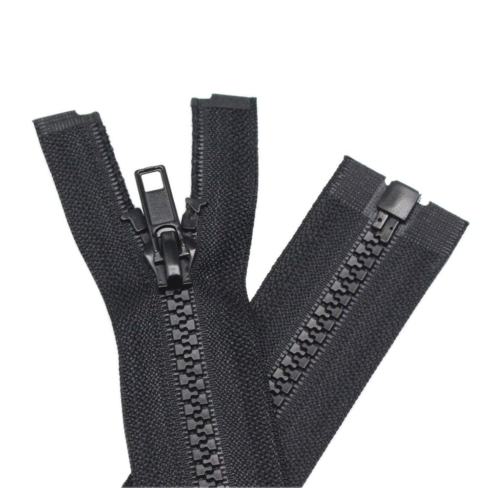 2 PCS Black 5 25 Inch Separating Jacket Zippers, Molded Plastic Bulk, Sewing