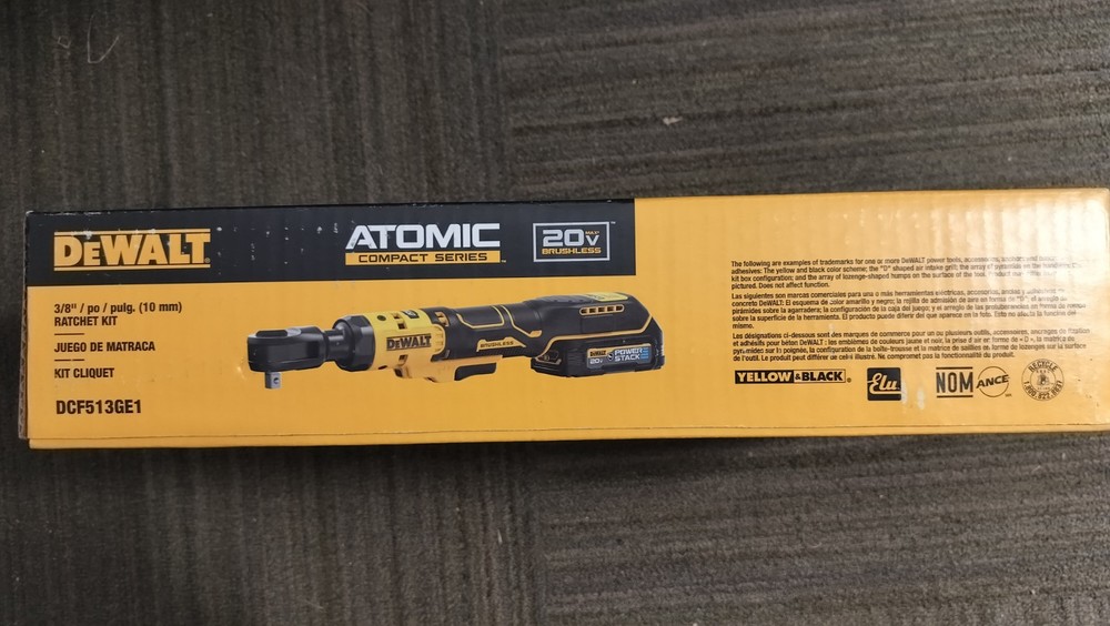 DEWALT DCF513GE1 Brushless Compact 3/8" Ratchet Kit Powerstack Battery