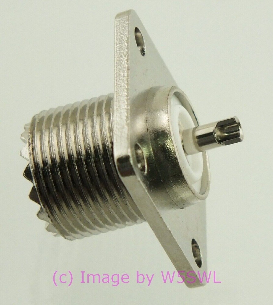 UHF SO-239 Female Coax Connector Heavy Chassis Mount 4-Hole