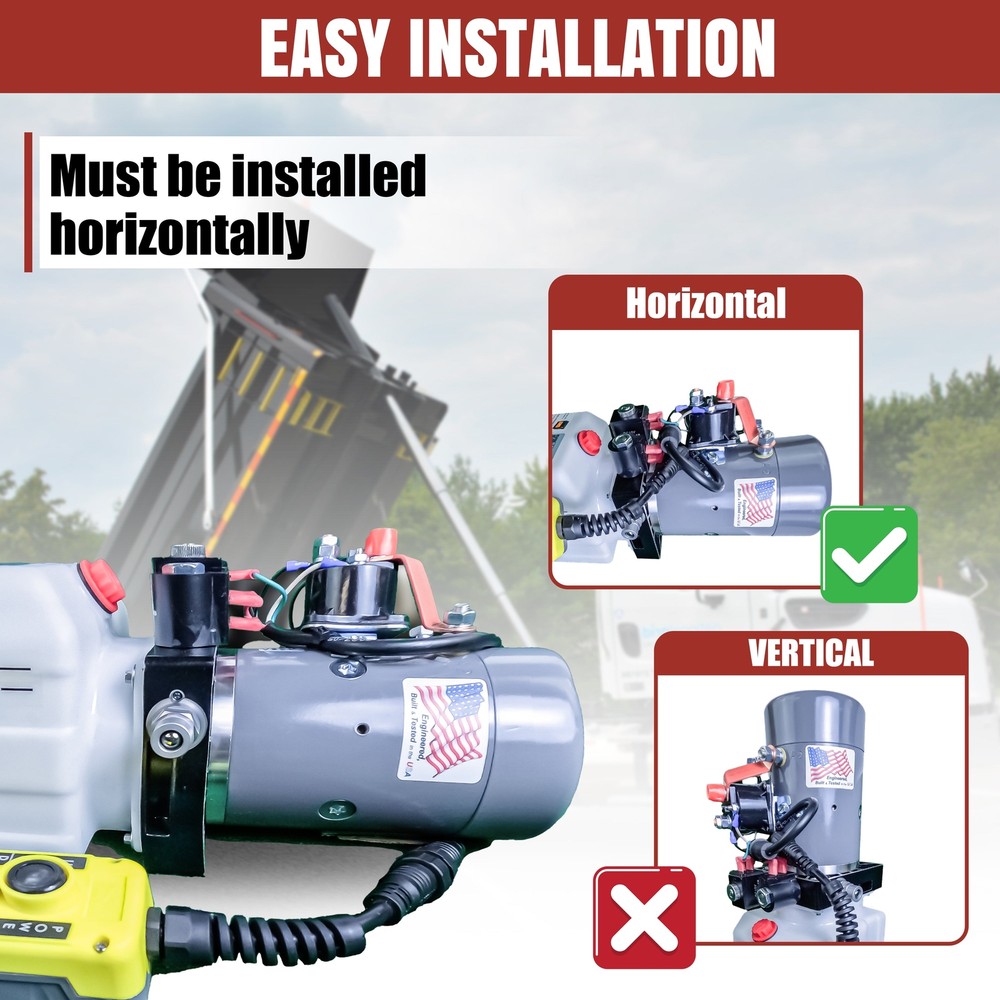 KTI 12V Double-Acting Hydraulic Pump - Poly Reservoir